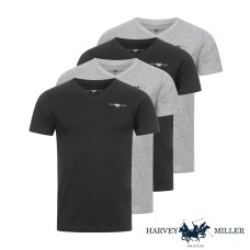 HARVEY MILLER 4er Pack T-Shirt VNeck 2xSchwarz/2xGrau