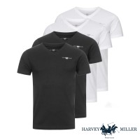 HARVEY MILLER 4er Pack T-Shirt VNeck 2x Schwarz/2x Weiß